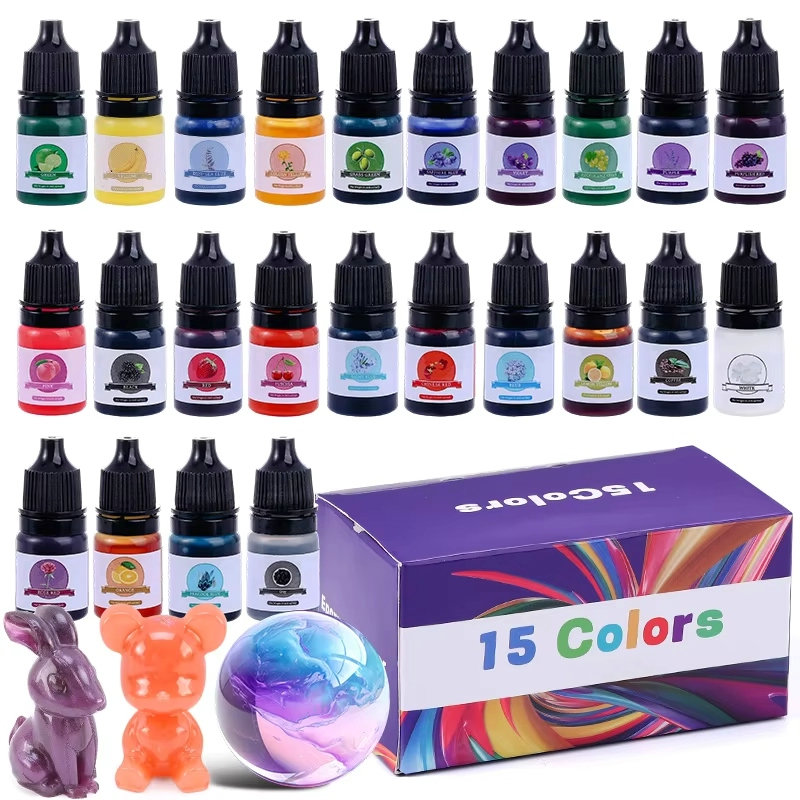 Resin Jewelry Kit - สีผสมเรซิ่นอีพ็อกซี่ 24 สีสดใส สีผสมเรซิ่นอีพ็อกซี่ชนิดน้ำเข้มข้นสูง สีผสมเรซิ่นโปร่งแสงสำหรับงานศิลปะ DIY