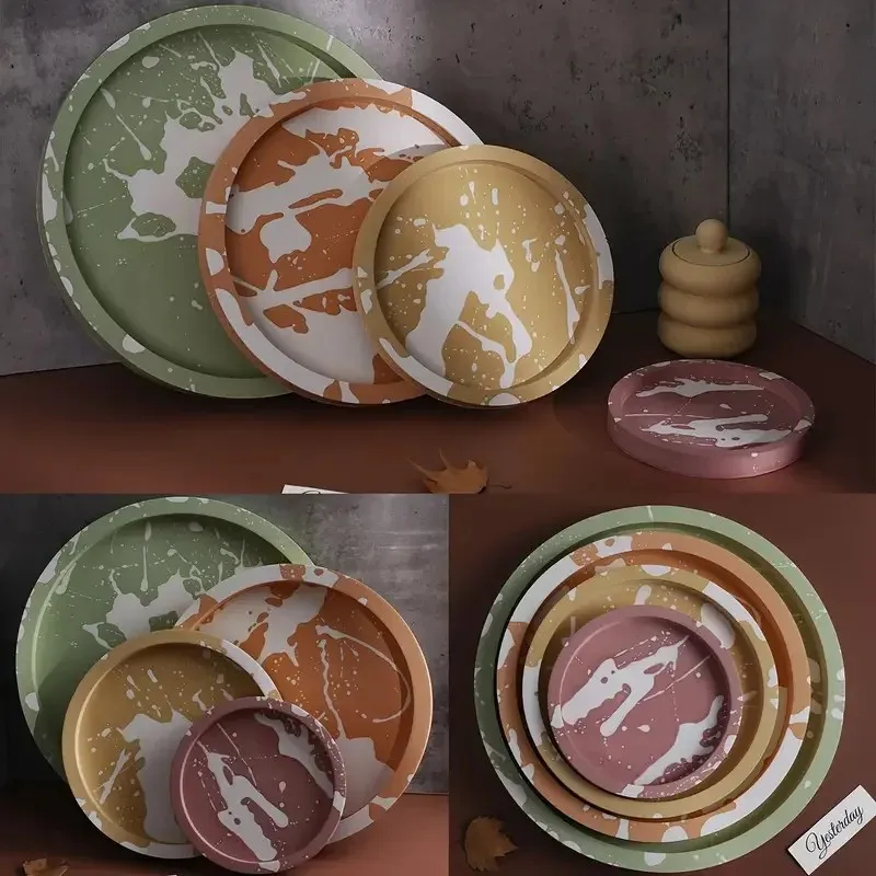 Serving Tray Mold - แม่พิมพ์ถาดเสิร์ฟทรงกลมขนาดใหญ่ คุณภาพสูง พร้อมขอบ สำหรับทำถาดเสิร์ฟซิลิโคนอีพ็อกซี่ DIY