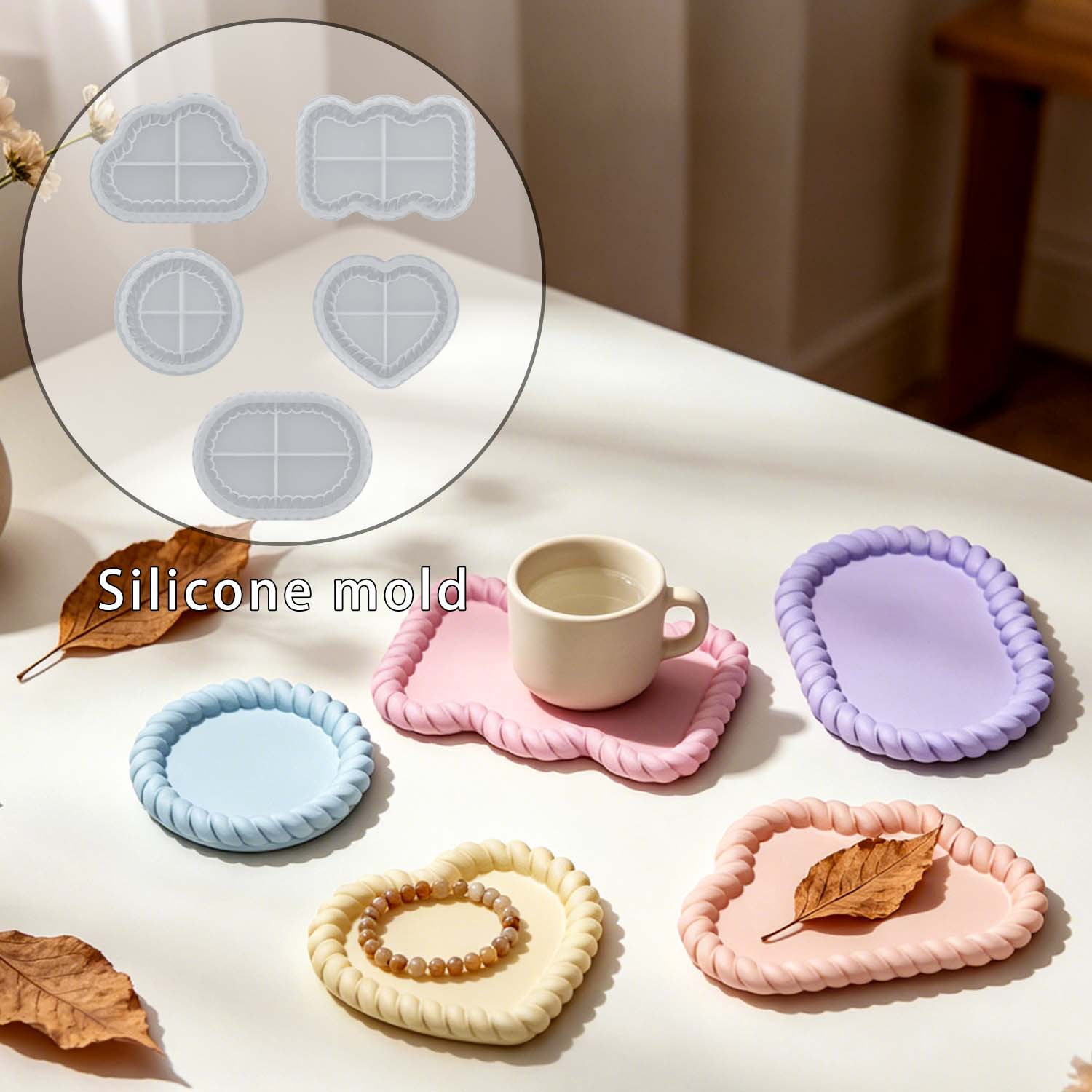 ชุดจานรองแก้วจากปอกระเจาหลากหล - Serving Tray Mold บทวิจารณ์และราคา