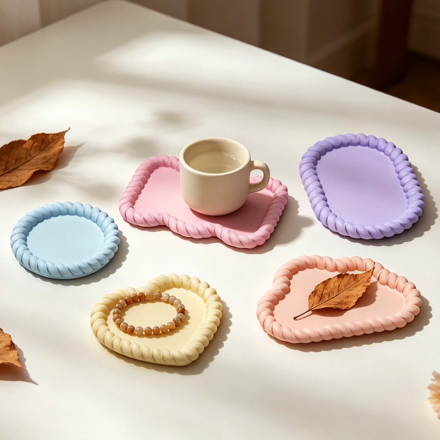 ชุดจานรองแก้วจากปอกระเจาหลากหล - Serving Tray Mold บทวิจารณ์และราคา